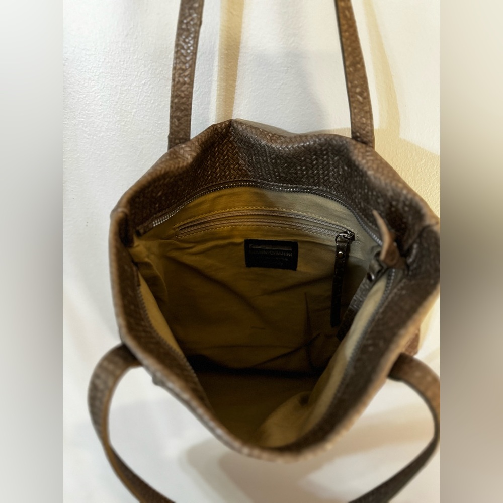 Gianni Chiarini Woven Leather Tote Bag with Zipper - Made in Italy - Picture 2 of 11